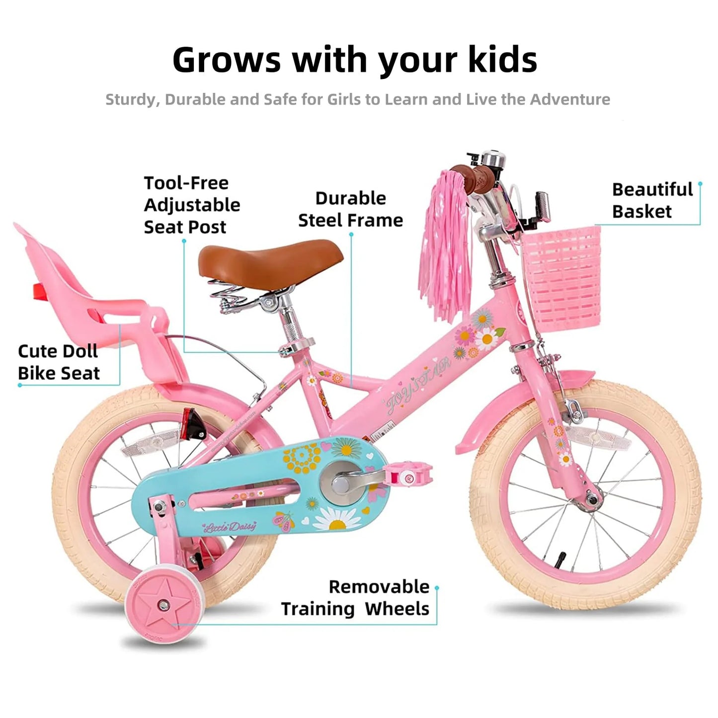 2026 Bicicletta per bambini Little Daisy 14 pollici per ragazze -