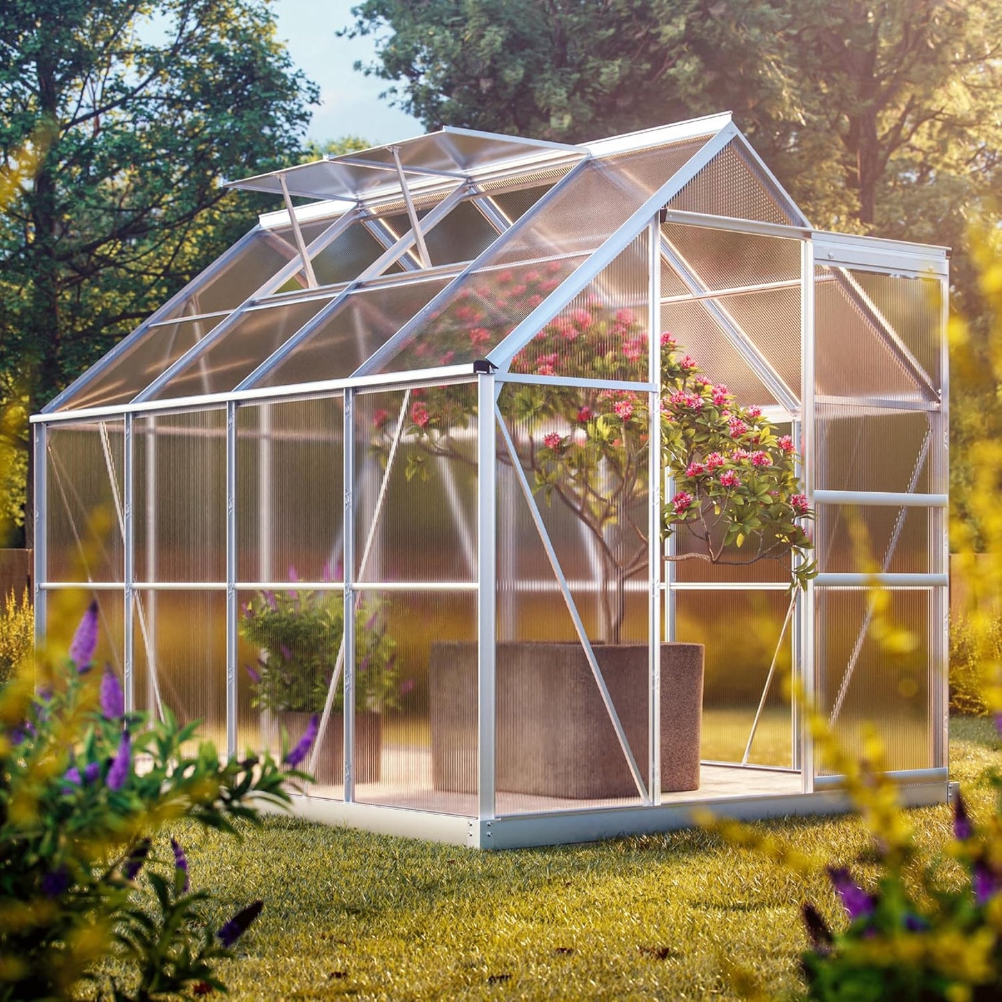 2026 Gardebruk Serre de Jardin en Aluminium 7,63m³ abri extérieur pour Plantes légumes 250x190x195cm avec fenêtres