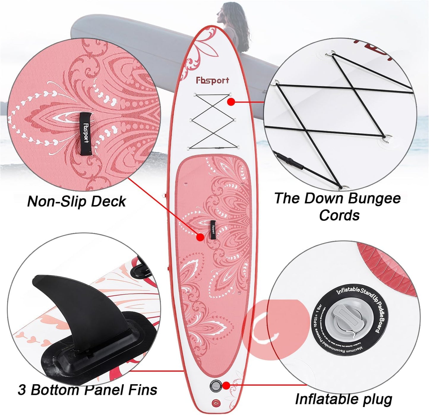 2026 Premium-Stand-Up-Paddle-Board, Yoga-Board mit strapazierfähigem SUP-Zubehör und Tragetasche | Breiter Stand, Surf-Kontrolle, rutschfestes Deck, Leine, Paddel und Pumpe für Jugendliche und Erwachsene