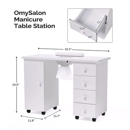 2026 Table de Manucure OmySalon avec Aspirateur Électrique Intégré (Système d’Aspiration Downdraft)