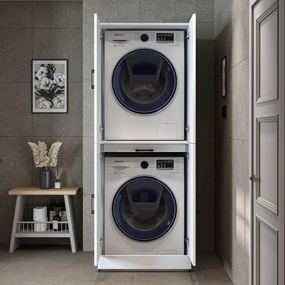 2026 ROOMART Dora Armoire de machine à laver, pour sèche-linge et machine à laver, en 4 couleurs, avec portes et planche coulissante (chêne anthracite)