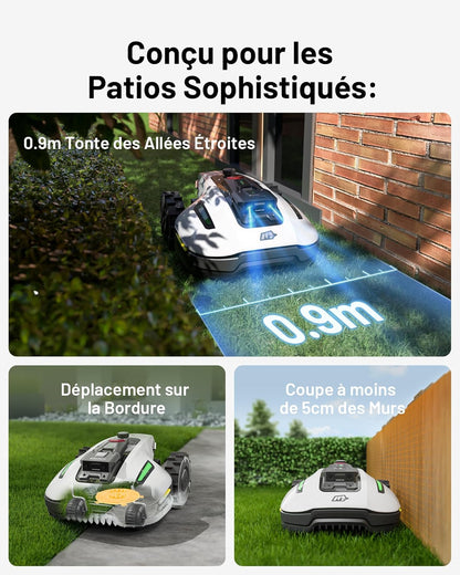 2026 MAMMOTION YUKA Mini 500 Robot Tondeuse sans Fil Périphérique, NetRTK+Vision, Aucune Antenne RTK Requise, Recommandé 500 m², Max. 700 m², Pente à 50%, Cartographie Automatique, avec Module 4G