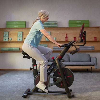 2026 2025 Yesoul G1M Plus Vélo Stationnaire Connecté avec Écran 21,5" Full HD – Vélo Intelligent avec Résistance Magnétique Silencieuse et Son Immersif