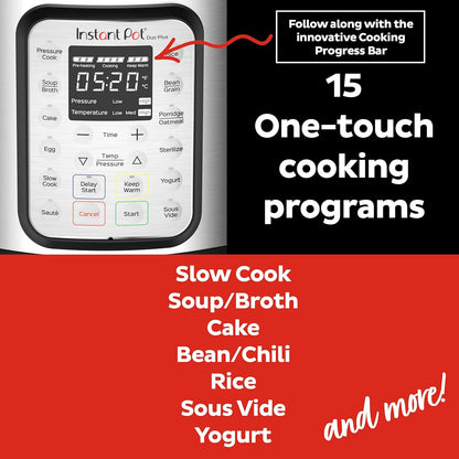2026 2025 Instant Pot Duo Plus 9-en-1 Multicuiseur, Autocuiseur, Slow Cooker, Cuiseur de Riz, Vapeur, Sauté, Yaourtière, Maintien au Chaud et Stérilisateur, Application Incluse avec Plus de 800 Recettes, Acier Inoxydable, 6 Quarts