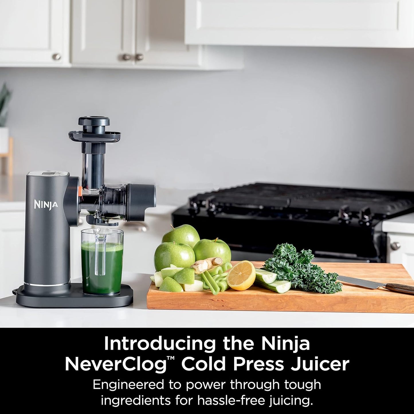 2026 2025 Ninja NeverClog Extracteur à Froid, Puissant, Contrôle Total de la Pulpe, Sur Plan de Travail, Électrique, 2 Fonctions de Pulpe, Compatible Lave-Vaisselle, 2ème Génération, JC151