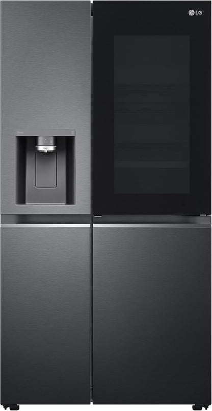 2026 LG GSXV91MCAF Réfrigérateur combiné - Side by Side, 635L, InstaView, Total No-Frost, Compartiment congélation, Distributeur d'eau et glace UVnano, Compresseur Inverter Linear, Wi-Fi, Noir, Classe F