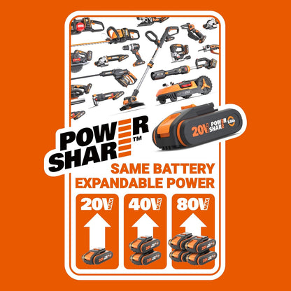 2026 WORX Tondeuse à Gazon sans Fil 40 V (2 x 20 V) Max 40cm WG734E Idéale pour Un Jardin jusqu'à 500m², Powershare, 4 Ah, Technologie IntelliCut Hauteur de Coupe 20-80mm
