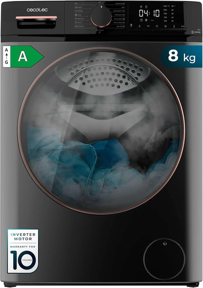 2026 Cecotec Lave-linge 10Kg Bolero DressCode 10610 Inverter Steel A. Chargement Frontale, 1400 RPM, Steam Max, Motor Inverter Plus, 15 Programmes, OnSmart, Stop&Go, Caoutchouc Antibactérien, Drum Clean