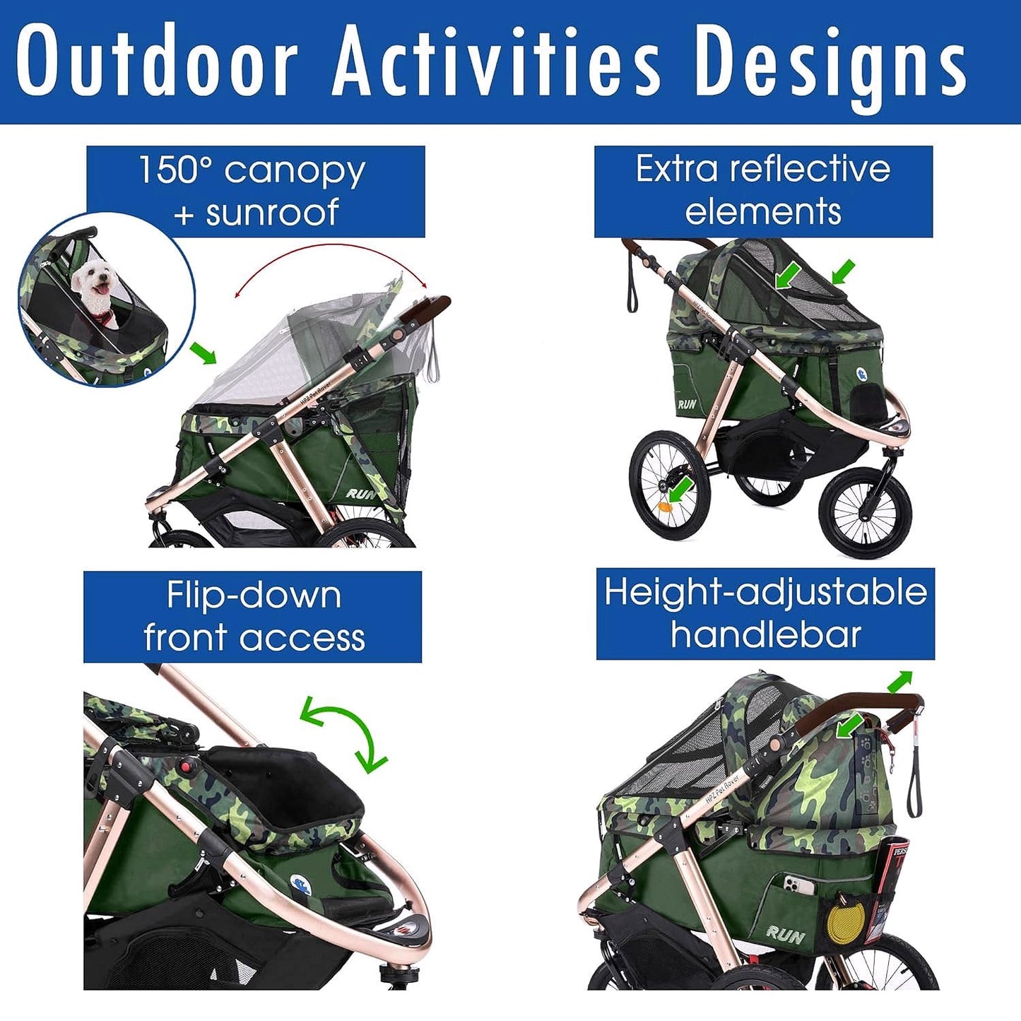 2026 Buggy de jogging sportif pour animaux avec roues en caoutchouc confort