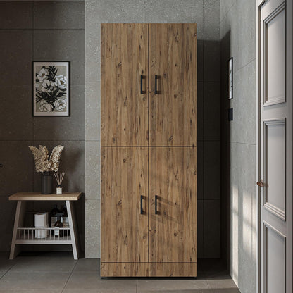 2026 ROOMART Dora Armoire de machine à laver, pour sèche-linge et machine à laver, en 4 couleurs, avec portes et planche coulissante (chêne anthracite)