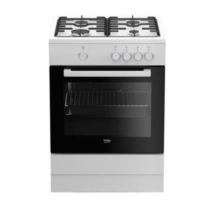 2026 beko FSG62000DW Beko-FSG62000DW-Cuisine et Four Intégré au Gaz, Plaque de cuisson avec 4 Cuisinières - Blanc, 60 x 60 x H 85 cm, 2900 W, 64 litres, acier inoxydable
