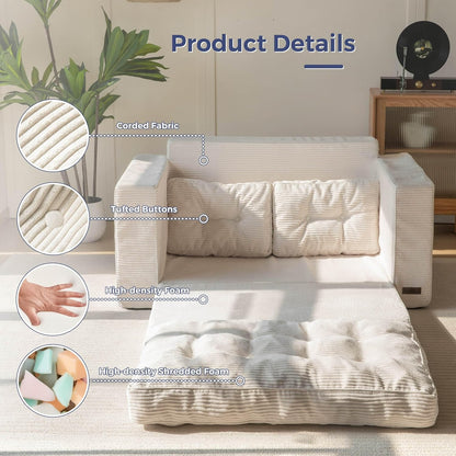 2026 MAXYOYO Canapé-lit Convertible, Matelas Pliable Adulte Convertible Canapé-lit avec 2 Oreillers, Lit d'Appoint Surface de Couchage 101x196CM, Canapé pour Salon, Chambre à Coucher