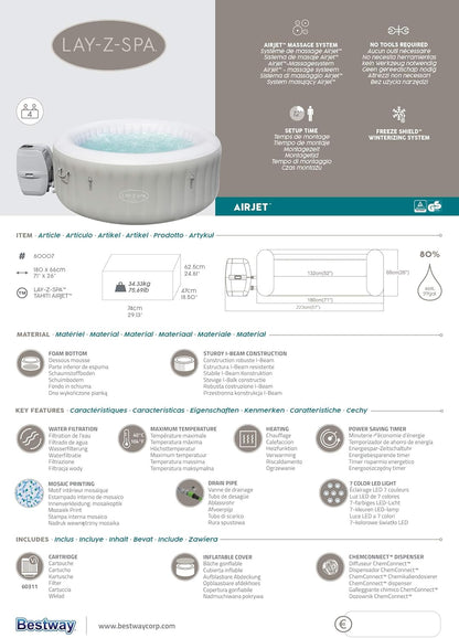 2026 Spa gonflable rond BESTWAY Lay-Z-Spa® Miami Airjet™ 2 - 4 personnes