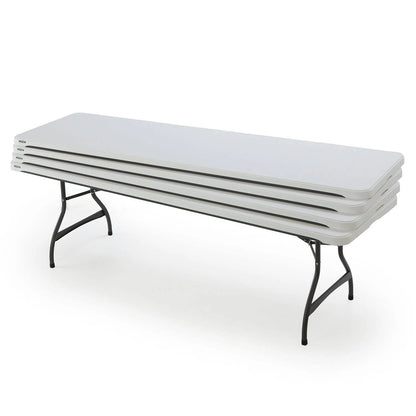 2026 Lot de 4 tables pliantes commerciales empilables de 8 pieds - Blanc (80344)