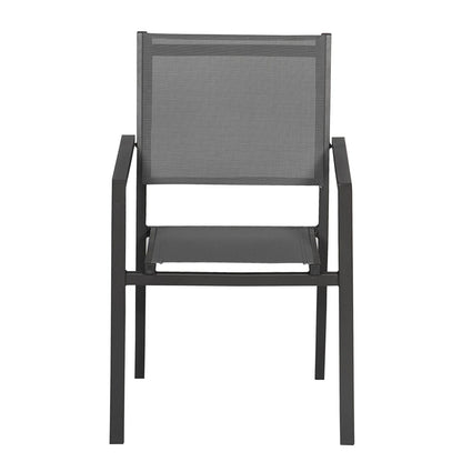 2026 Lot de 8 chaises en aluminium anthracite - textilène gris Happy Garden