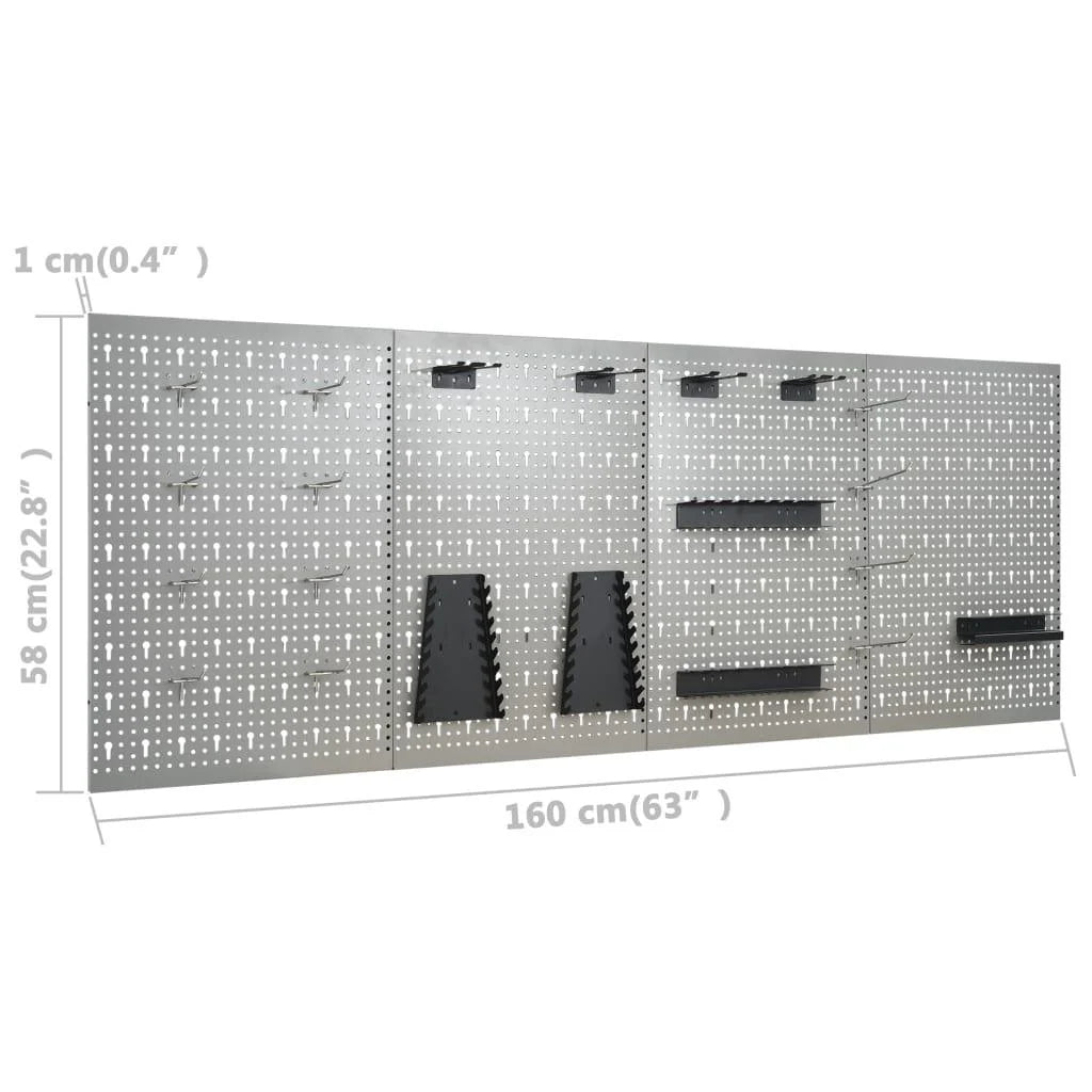 2026 Etabli avec 4 panneaux muraux table de travail poste de travail stockage rangement d'outils 160 cm garage atelier pieds réglables en hauteur 02_0003666