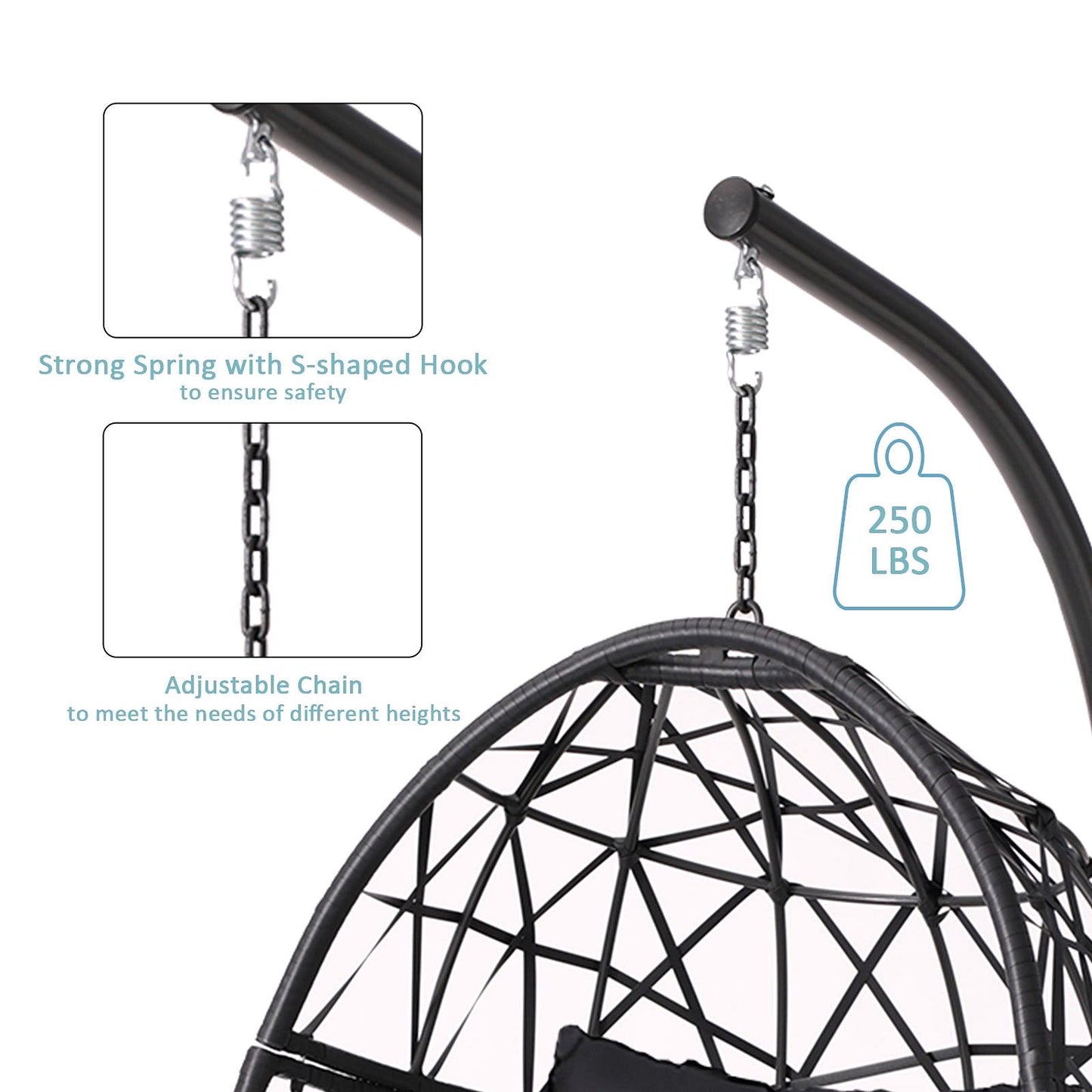 2026 Haverchair Fauteuil suspendu en œuf avec support pour extérieur et terrasse