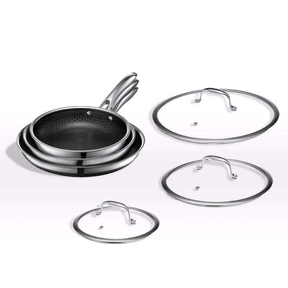 2026 Set de casseroles en acier inoxydable 6 pièces avec couvercles en verre – Noir