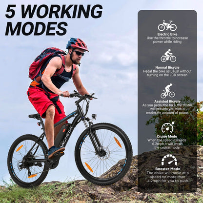 2026 Vélo électrique tout terrain ANCHEER Gladiator 500W 26" pour adultes