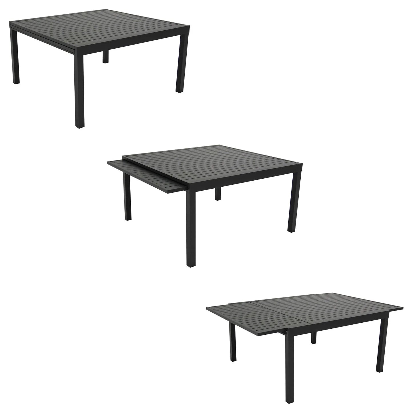 2026 Salon de jardin extensible 10 places de 140/200cm en textilène gris - aluminium anthracite VENEZIA Happy Garden