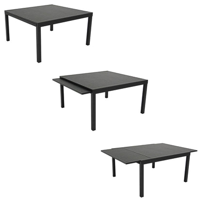 2026 Salon de jardin extensible 10 places de 140/200cm en textilène gris - aluminium anthracite VENEZIA Happy Garden