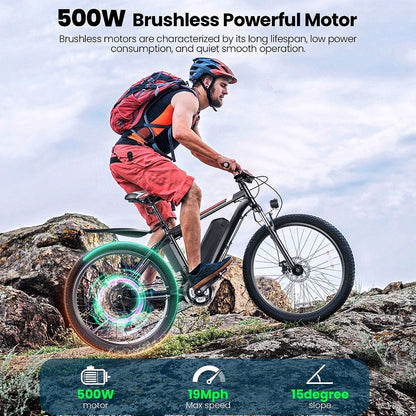 2026 Vélo Électrique 500W 26" pour Adultes avec Contrôle de Vitesse – Gocio