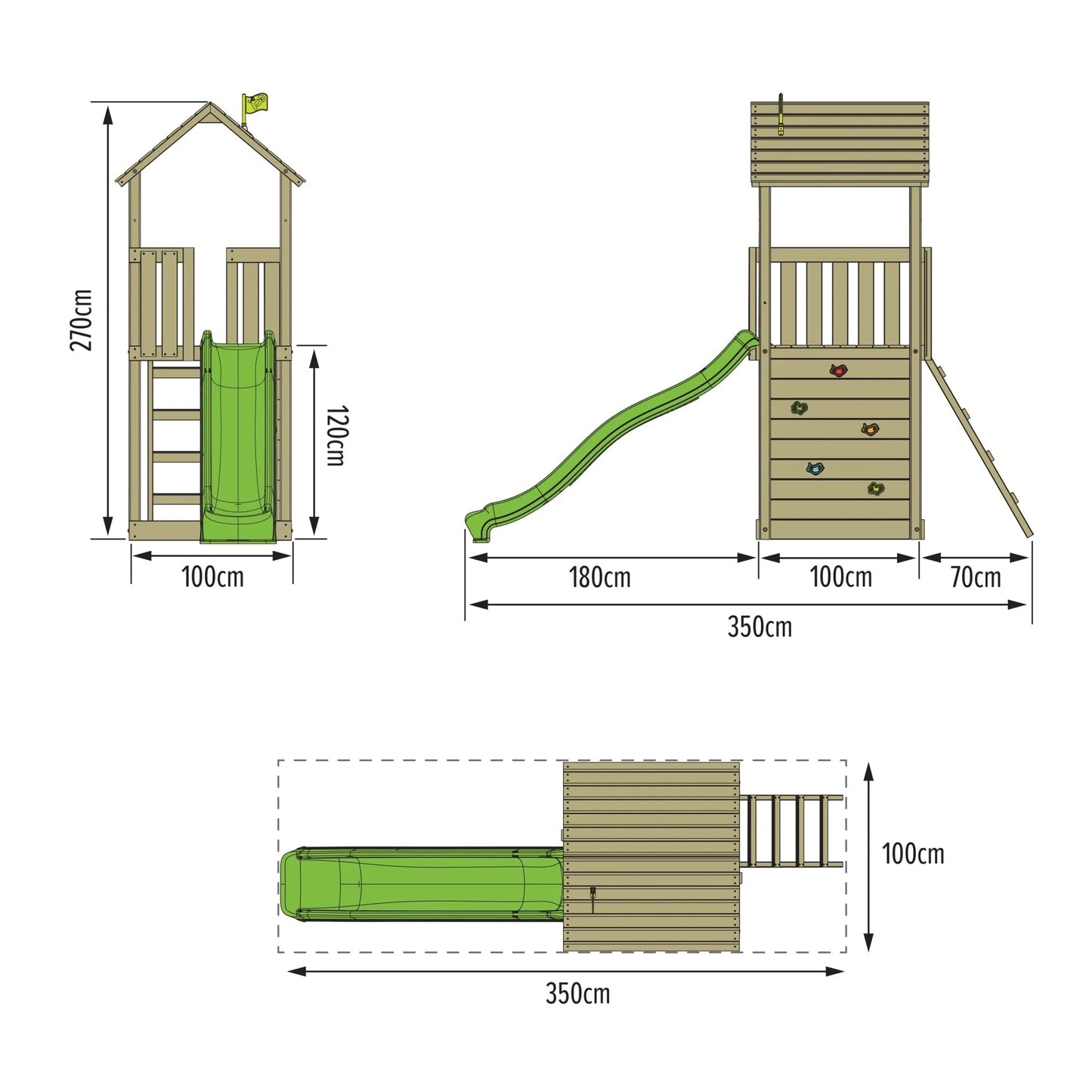 2026 Structure d’escalade en bois TP Skywood avec toboggan ondulé - certifiée FSC®