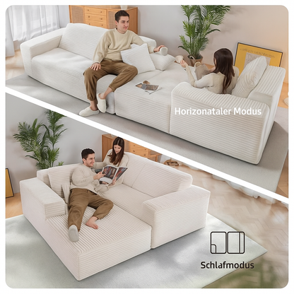 2026 Canapé d'angle 110" sans support, canapé d'angle Cloud Couch, canapé d'angle modulaire en velours côtelé en forme de L avec assise profonde, canapé rembourré pour salon, aucun assemblage requis