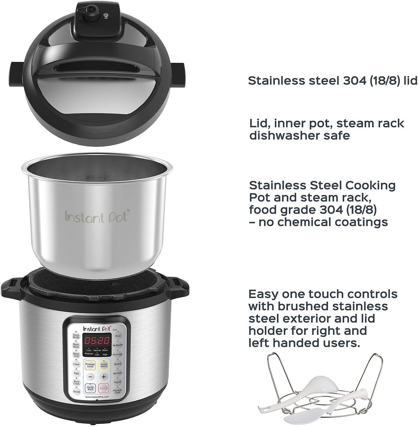 2026 2025 Instant Pot Duo Plus 9-en-1 Multicuiseur, Autocuiseur, Slow Cooker, Cuiseur de Riz, Vapeur, Sauté, Yaourtière, Maintien au Chaud et Stérilisateur, Application Incluse avec Plus de 800 Recettes, Acier Inoxydable, 6 Quarts