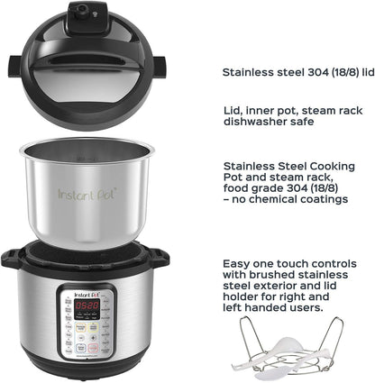 2026 2025 Instant Pot Duo Plus 9-en-1 Multicuiseur, Autocuiseur, Slow Cooker, Cuiseur de Riz, Vapeur, Sauté, Yaourtière, Maintien au Chaud et Stérilisateur, Application Incluse avec Plus de 800 Recettes, Acier Inoxydable, 6 Quarts
