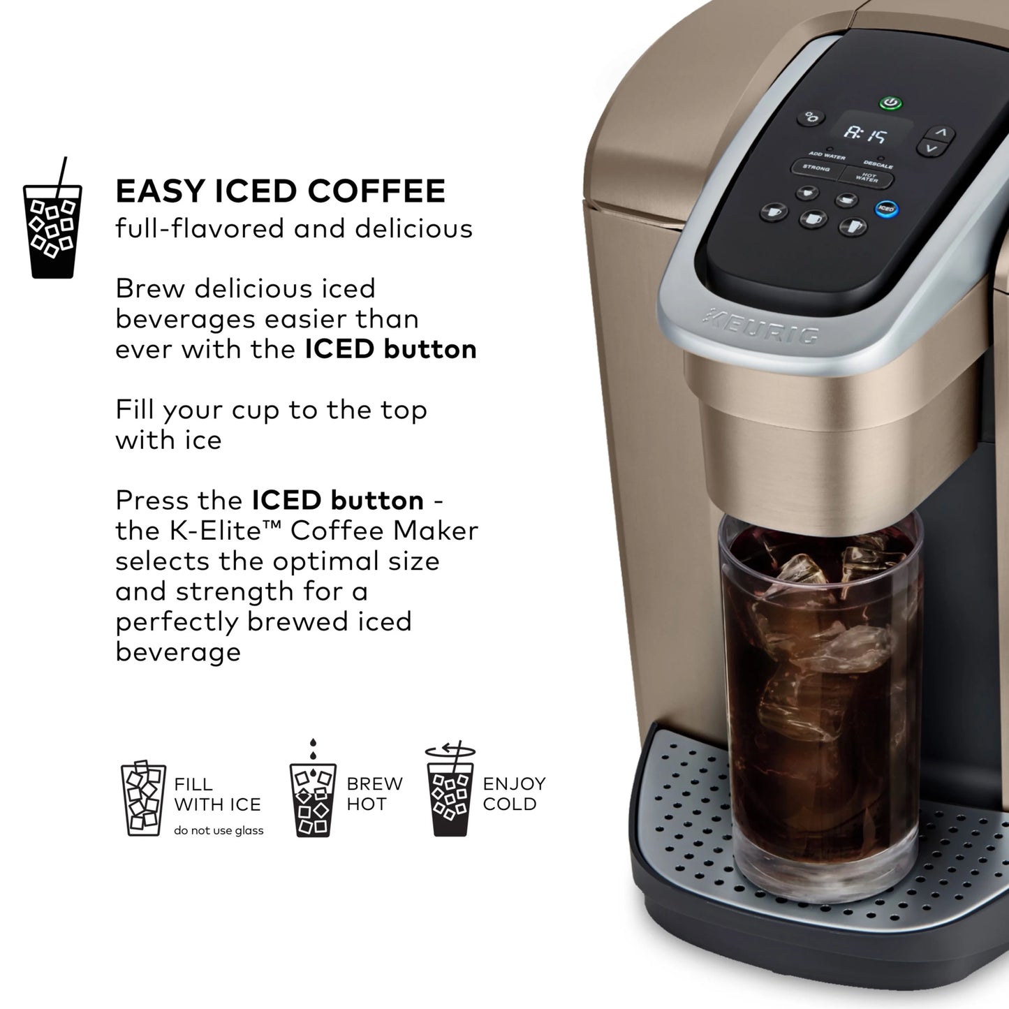 2026 2025 Keurig K-Elite – Machine à Café à Dosettes K-Cup à Portion Unique, Finition Brossée Slate, Programmable pour Café Chaud et Glacé
