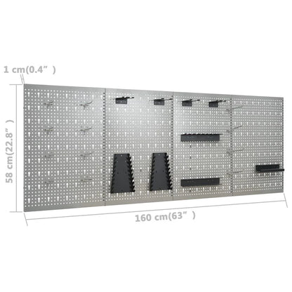 2026 Etabli avec 4 panneaux muraux table de travail poste de travail stockage rangement d'outils 160 cm garage atelier pieds réglables en hauteur 02_0003666 -