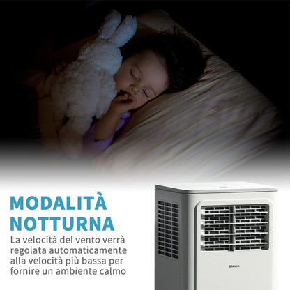 2026 SHINCO Climatiseur mobile, 7000 BTU 2,05kW, Refroidir&Ventilation&Déshumidification, taille de la pièce jusqu'à 54m³(18㎡), Climatiseur mobile avec tuyau d'évacuation et tuyau de vidange, mode sommeil