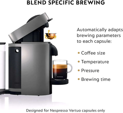 2026 Machine à café et espresso Nespresso Vertuo Plus par De'Longhi, grise, avec mousseur à lait Aeroccino