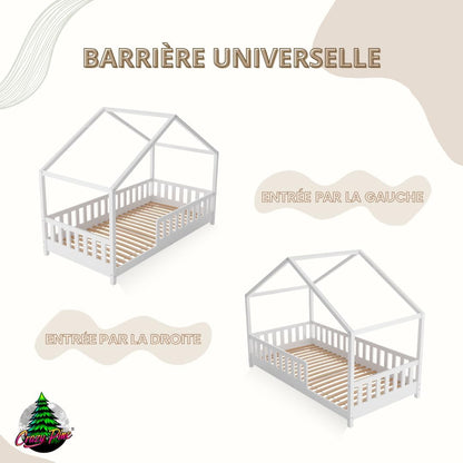2026 Lit cabane Crazy Pine Crazy House avec tiroirs 190 x 90 cm &ndash; Lit enfant en bois naturel avec barri&egrave;re &ndash; Lit Montessori au sol avec rangement suppl&eacute;mentaire et barri&egrave;re amovible
