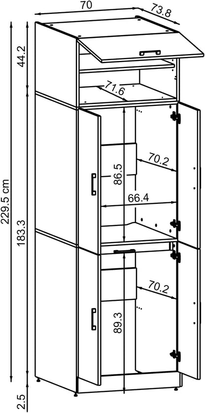 2026 ROOMART Dora Armoire de machine à laver, pour sèche-linge et machine à laver, en 4 couleurs, avec portes et planche coulissante (chêne anthracite)