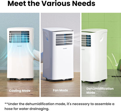 2026 Climatiseur Mobile 9000 BTU/h 2,6kW, 3-EN-1 Refroidisseur Déshumidificateur Ventilateur, Fonction Follow me, Minuterie, Mode nuit, Pour salon et maison de 33㎡/88m³, MPPH-09CRN7, R290
