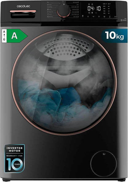 2026 Cecotec Lave-linge 10Kg Bolero DressCode 10610 Inverter Steel A. Chargement Frontale, 1400 RPM, Steam Max, Motor Inverter Plus, 15 Programmes, OnSmart, Stop&Go, Caoutchouc Antibactérien, Drum Clean