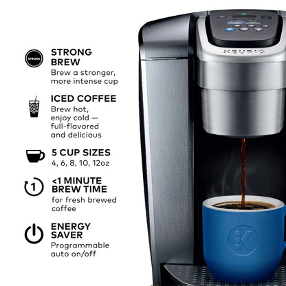 2026 2025 Keurig K-Elite – Machine à Café à Dosettes K-Cup à Portion Unique, Finition Brossée Slate, Programmable pour Café Chaud et Glacé