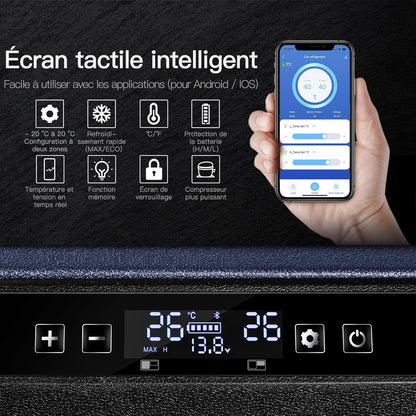 2026 115L Glaciere Electrique Double Zone,Glaciere a Compression WiFi APP,12 V/24 V et 100-240 V Frigo Camping,-20 ℃ à 20 ℃,pour Voiture,Camion,Bateau,Camping,Car,Caravanes,Voyageant,Maison