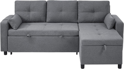 2026 Canapé Convertible en Forme de L,canape lit 2 Places Convertible Gris,canapé 3 Places lit gigogne avec Fonction Couchage,équipé d'un Espace de Rangement