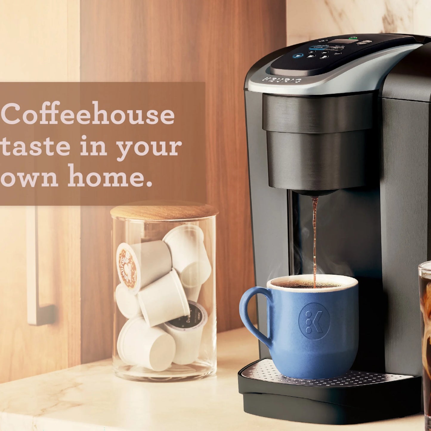 2026 2025 Keurig K-Elite – Machine à Café à Dosettes K-Cup à Portion Unique, Finition Brossée Slate, Programmable pour Café Chaud et Glacé