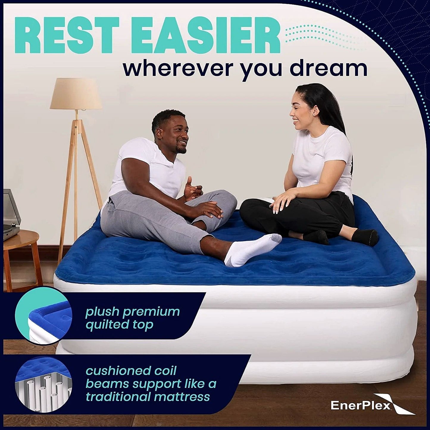 2026 Matelas Gonflable EnerPlex avec Pompe Intégrée – Matelas Gonflable Double Hauteur pour Camping, Maison & Voyage – Queen, 13 Pouces