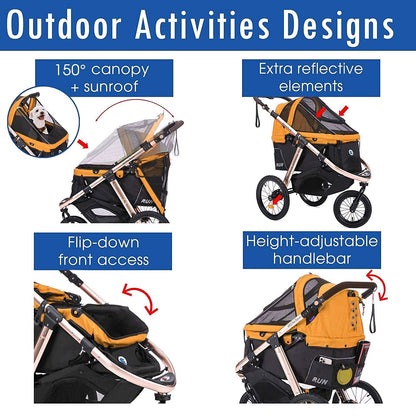 2026 Buggy de jogging sportif pour animaux avec roues en caoutchouc confort