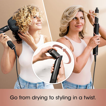 2026 2025 Système de coiffage et de séchage Shark HD430 FlexStyle, sèche-cheveux brosse puissant et multi-styler avec boucleurs Auto-Wrap, brosse plate, brosse ovale et embout concentrateur, coloris Stone