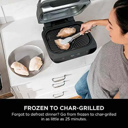 2026 2025 Ninja FG551 Foodi Smart XL Grill d’Intérieur 6-en-1 avec Friteuse à Air 4 Quart – Finition Acier Inoxydable
