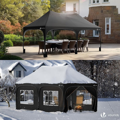 2026 Tonnelle de Jardin Extérieur 3x6m Barnum Pliant avec 6 Parois Amovibles et 6 Sacs de Sable Tente de Reception Imperméable et Anti-UV pour Camping Festival Mariage Sac de Transport Inclus Noir