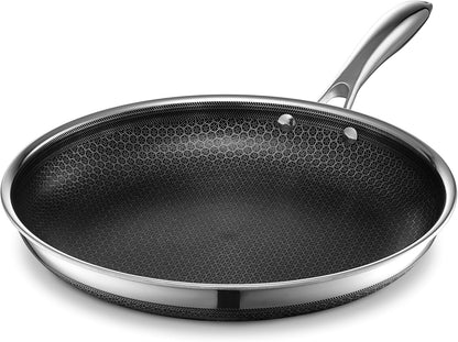 2026 2025 Poêle HexClad Hybrid Antiadhésive 8 Pouces, Poignée Reste-Froide, Compatible Lave-Vaisselle, Résistante au Four jusqu’à 482°C, Compatible Induction et Tous Types de Plaques de Cuisson