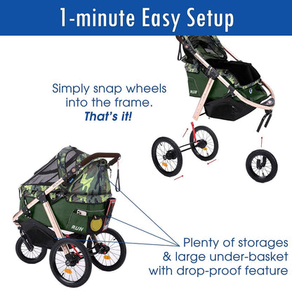 2026 Buggy de jogging sportif pour animaux avec roues en caoutchouc confort