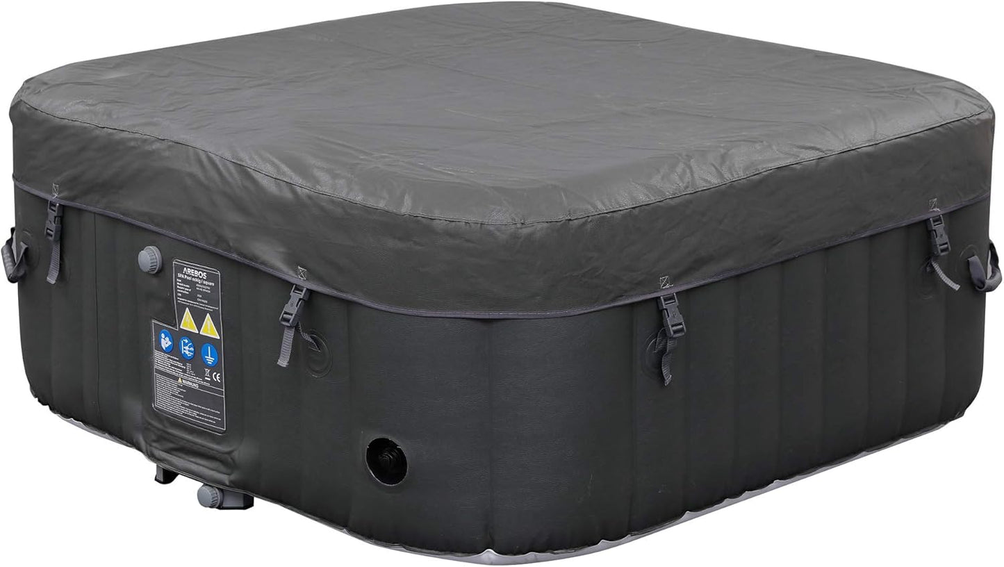 2026 Arebos Spa Gonflable | pour l'intérieur et l'extérieur | 4 Personnes | 154x154cm | 100 Jets de Massage | Spa Bien-être Chauffage | Massage Gonflable Carré | 600 litres